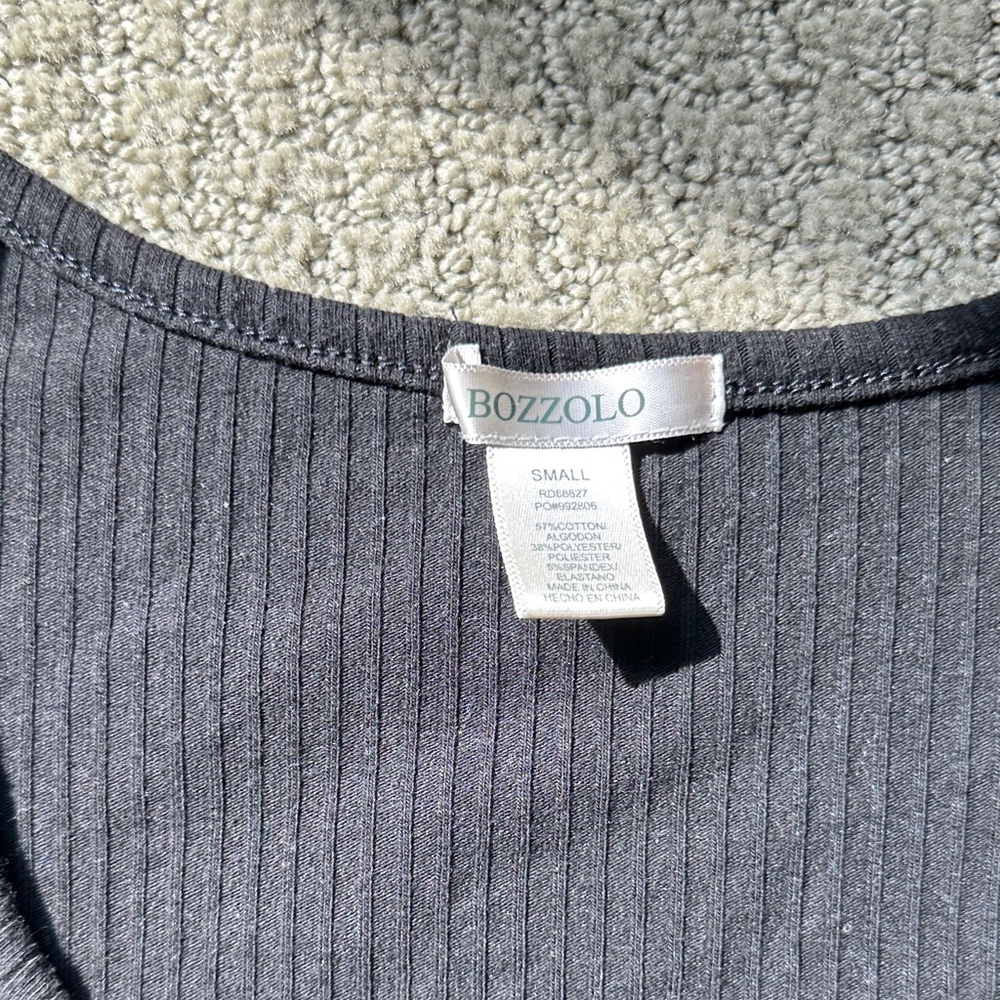 Bozzolo Black Ribbed Short Sleeve Top - Picture 2 of 4